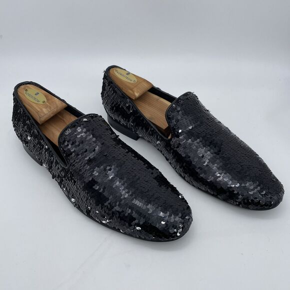 Giorgio Brutini Sequin Dress Shoes Loafers Men\'s 8M Black to Silver Party Prom main image 12